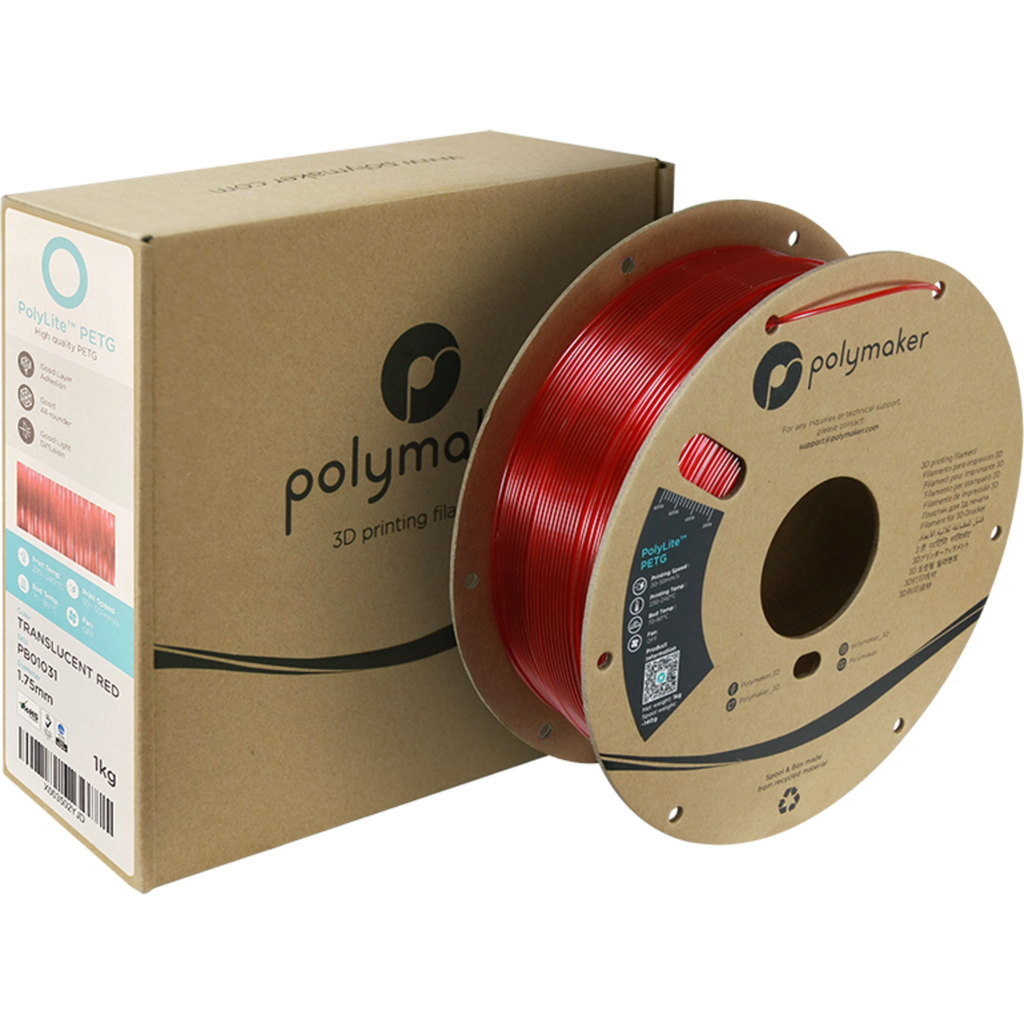 Polymaker PolyLite PETG Translucent Red 3DJake Ireland