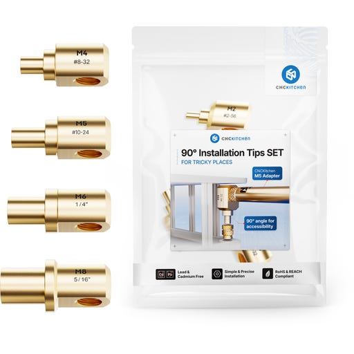 CNC Kitchen 90° Installation Tip Set for M4-M8 Heat Set Inserts, 1