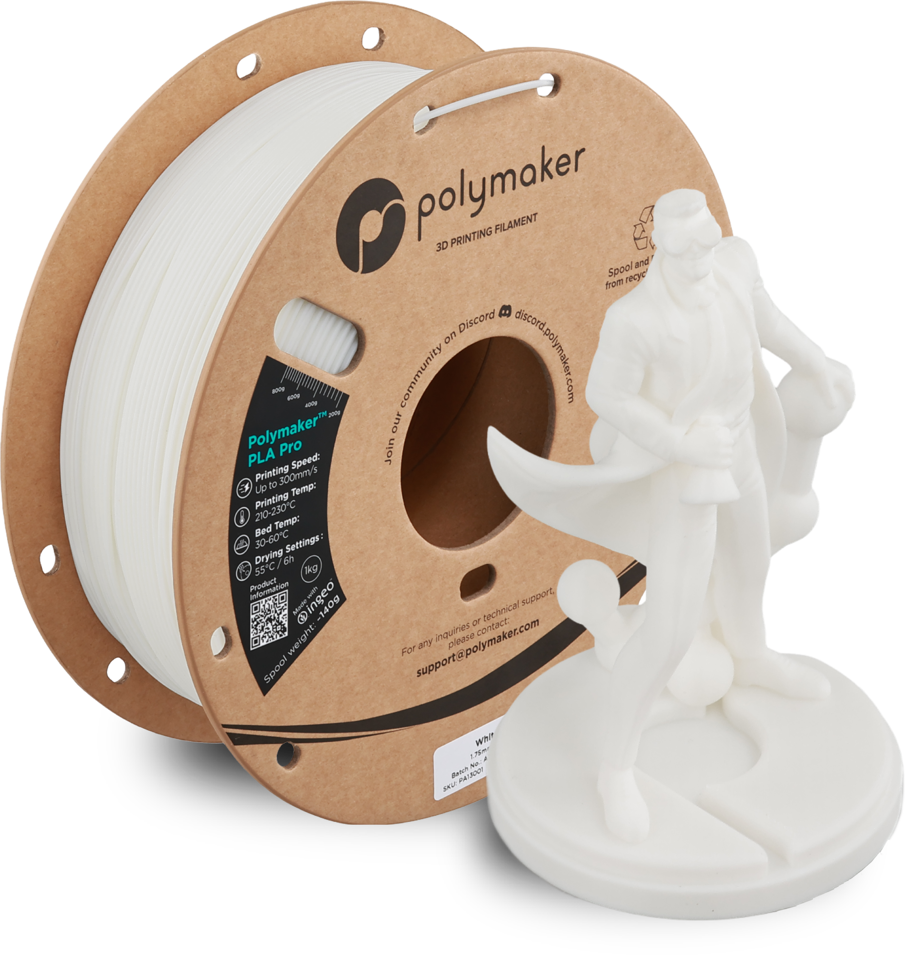 Polymaker PLA Pro Filament 1kg, White