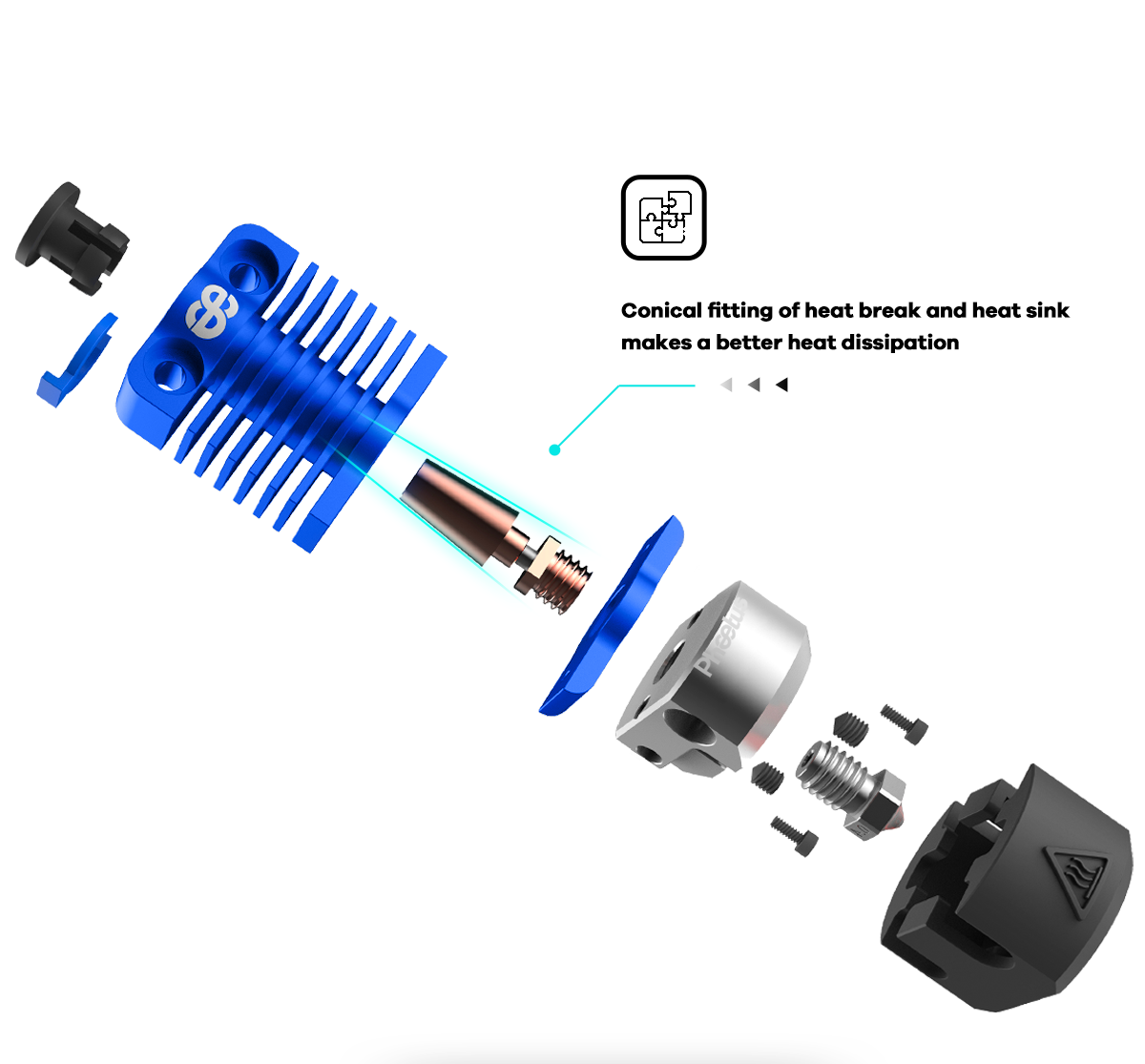 Phaetus Dragonfly Hotend BMS - modrá