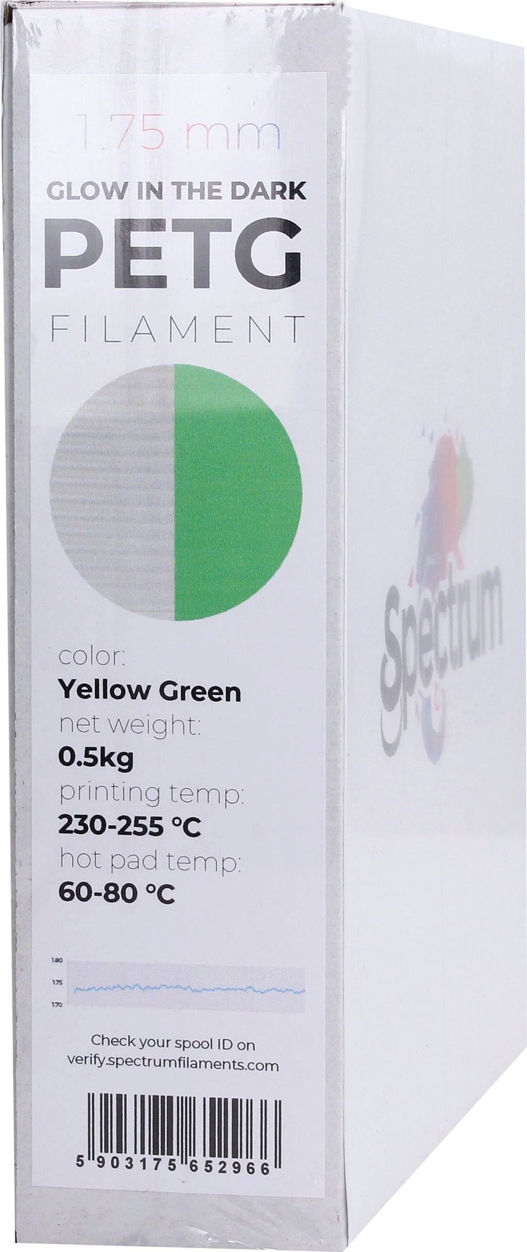 Spectrum PET-G Glow in the Dark Yellow-Green - 1.75 mm / 500 g