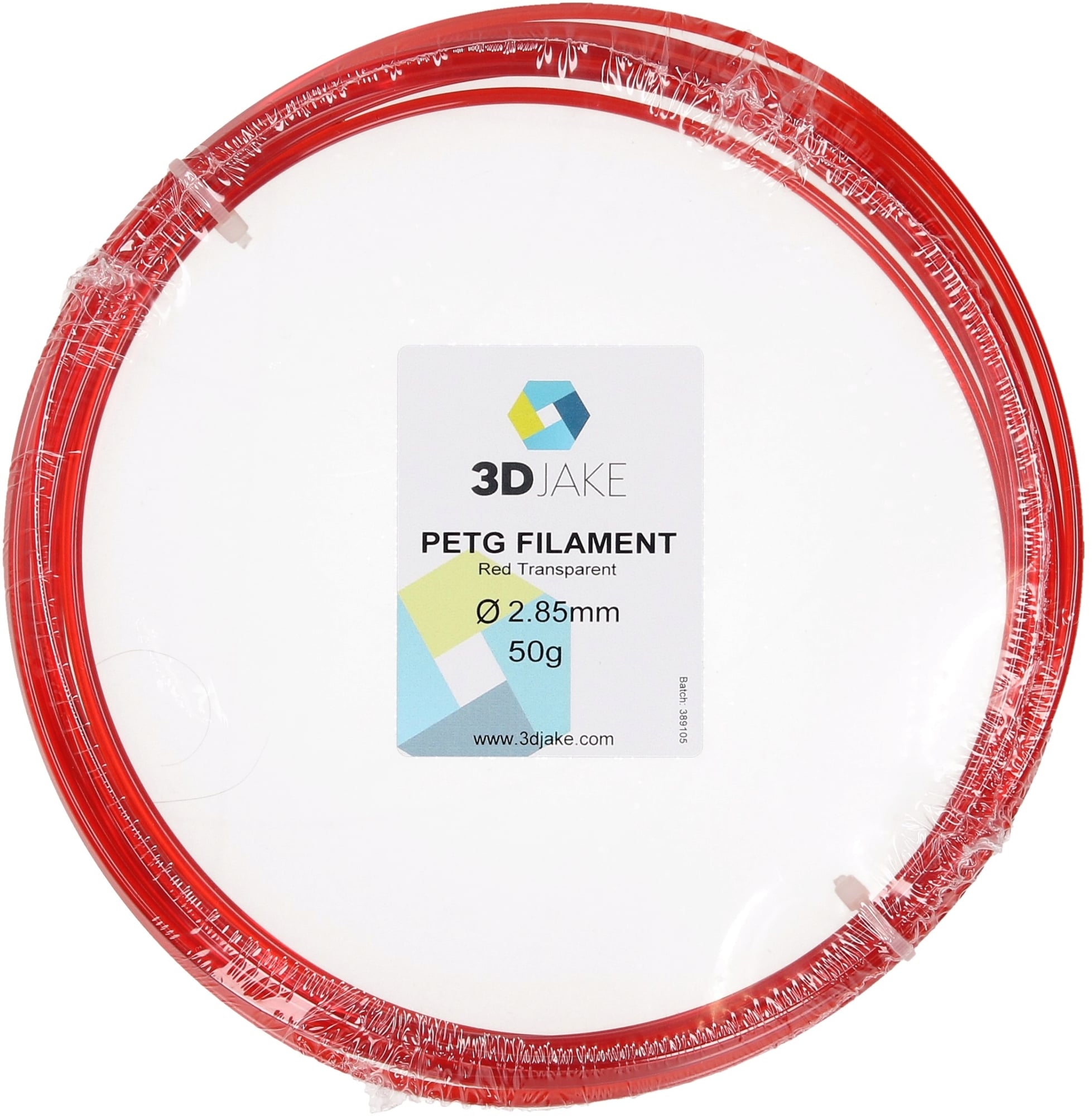 3DJAKE PETG Red Transparent - Sample  50g