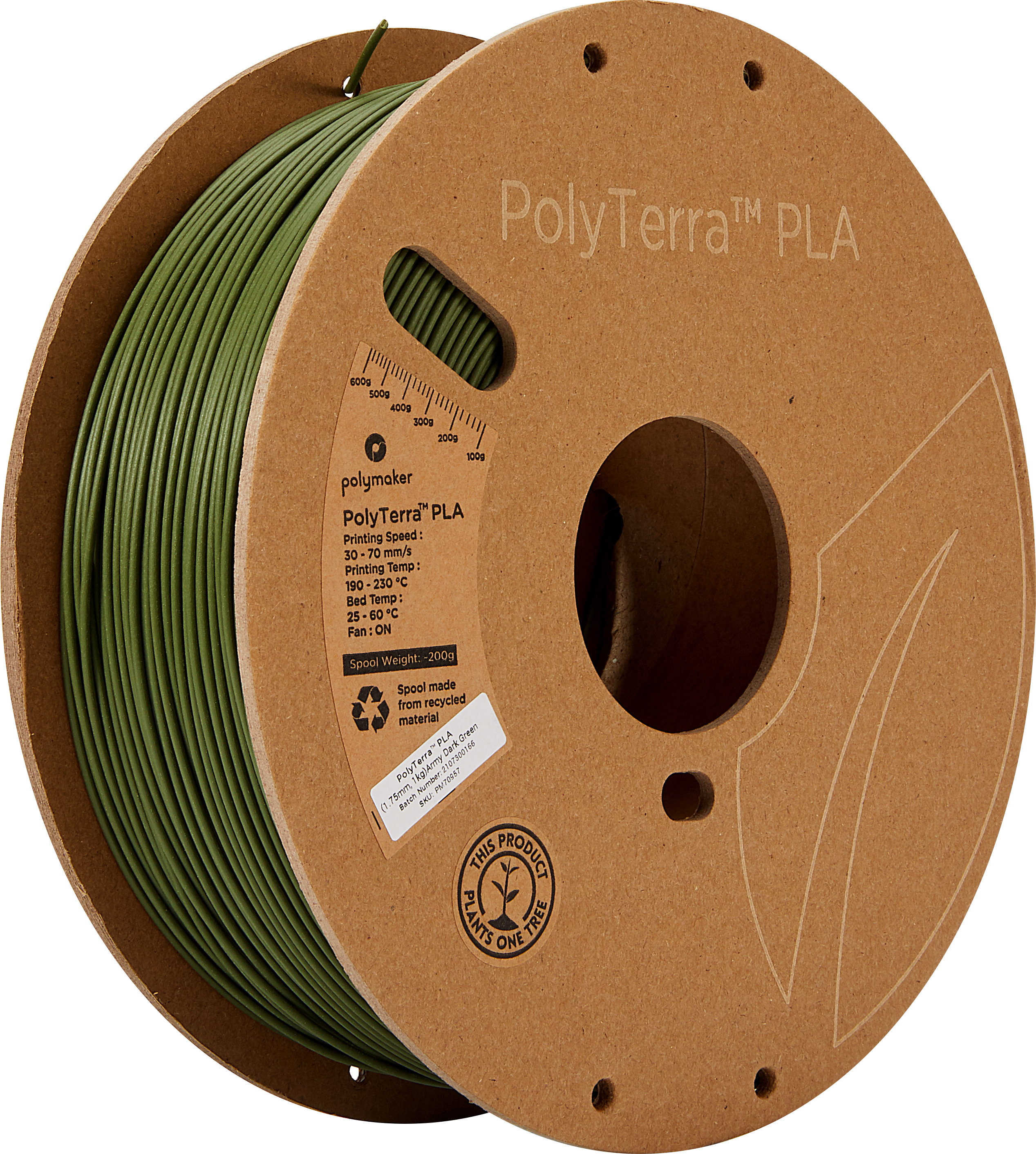 Polymaker PolyTerra PLA Army Dark Green - 1,75 mm / 1000 g