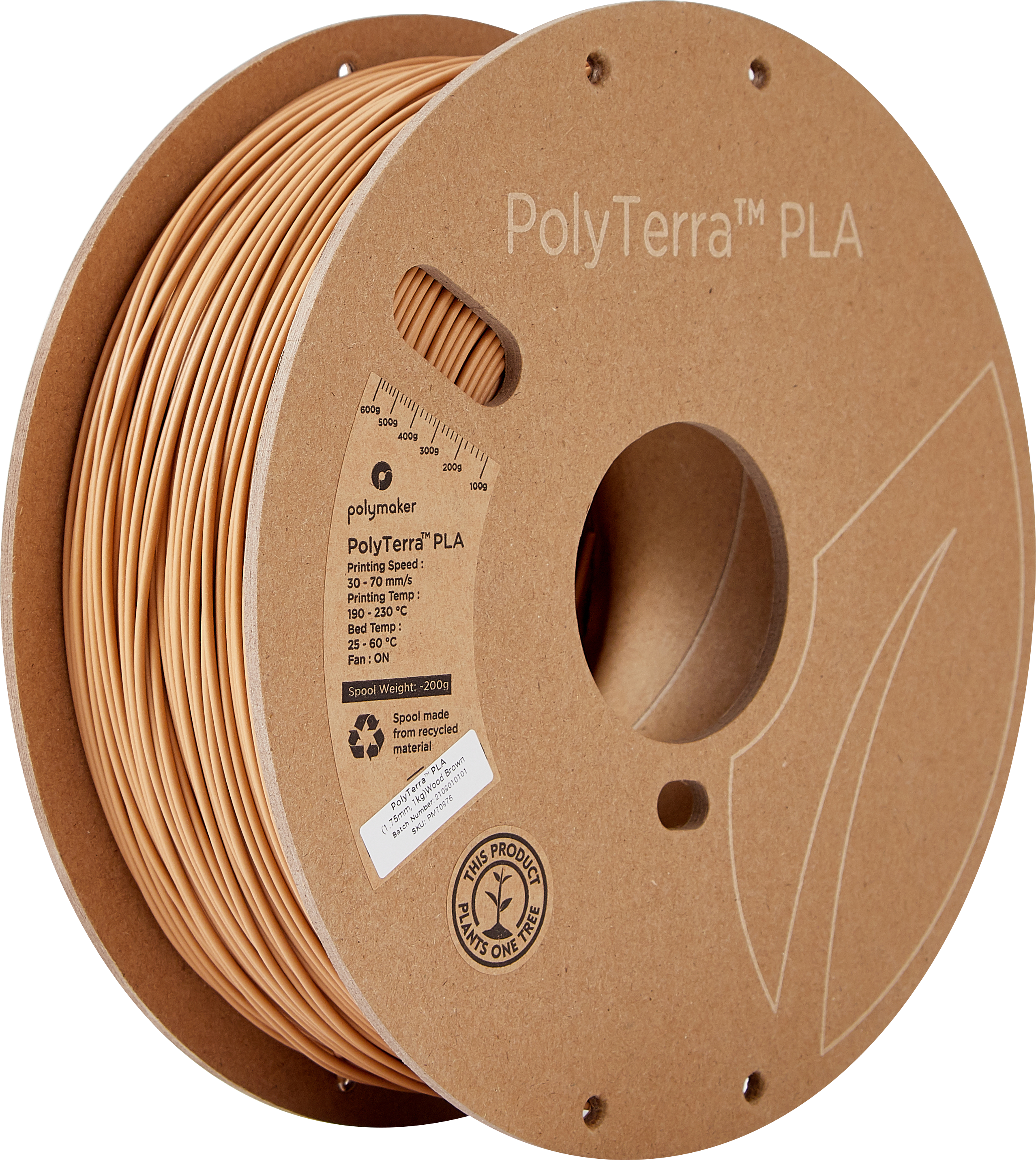 Polymaker PolyTerra PLA Wood Brown - 1.75 mm / 1000 g