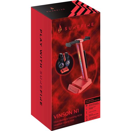 Vinson N1 Dual Balance Gaming Headset Stand with RGB - Red
