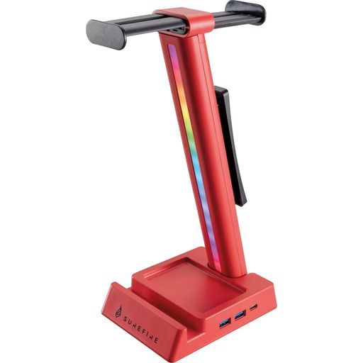 Vinson N2 - Soporte de Auriculares para Juegos Dual Balance con RGB - Multifunción - Rojo