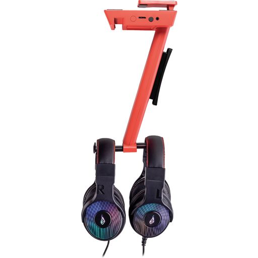 Stojalo za igralne slušalke Vinson N2 Dual Balance z RGB - večfunkcijsko - Rdeča