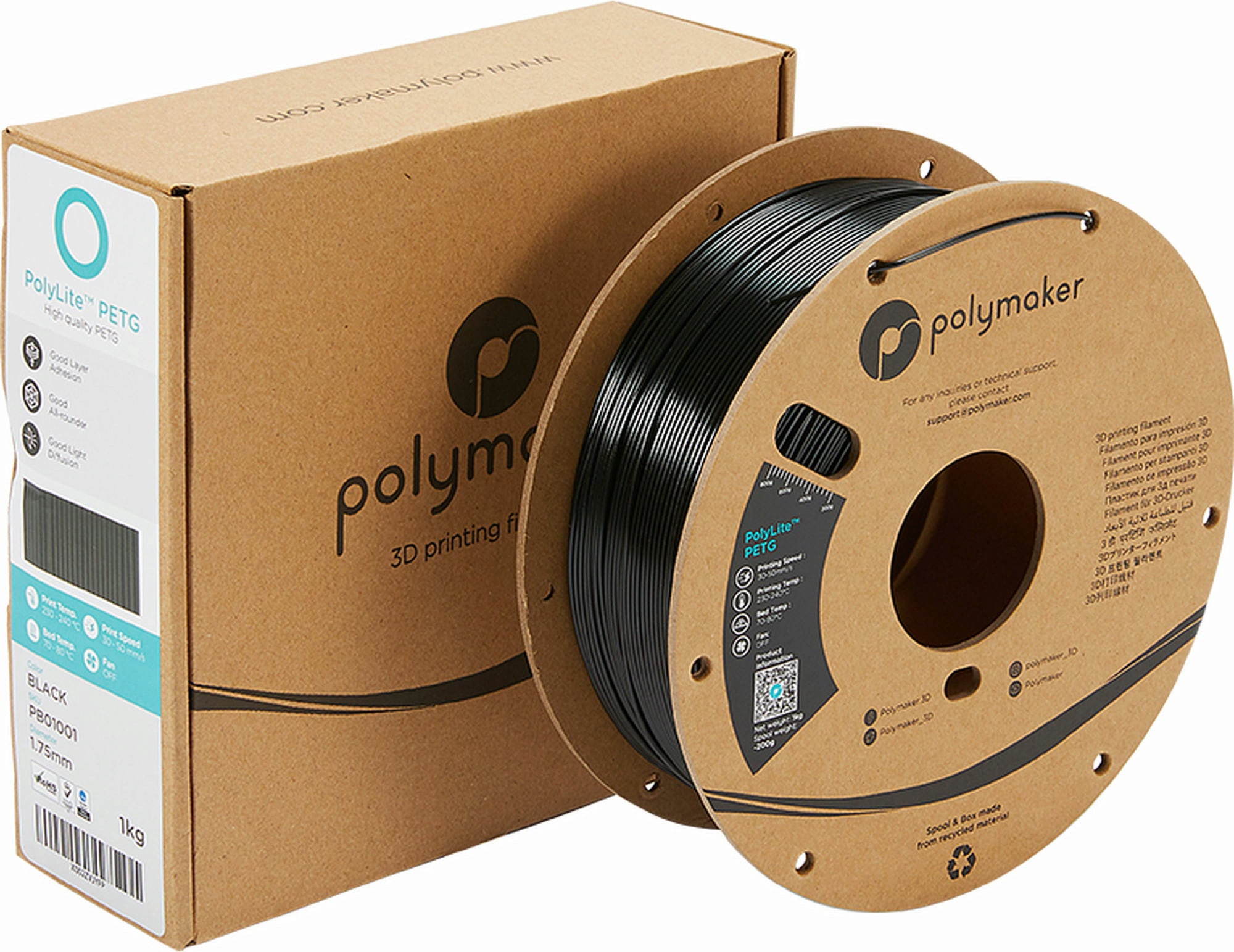 Polymaker PolyLite PETG Black - 1.75mm / 1000g