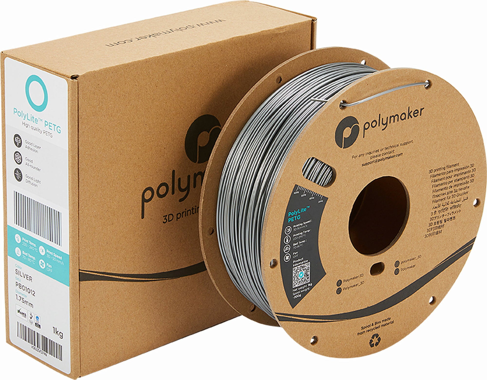 Polymaker PolyLite PETG Silver - 1.75mm