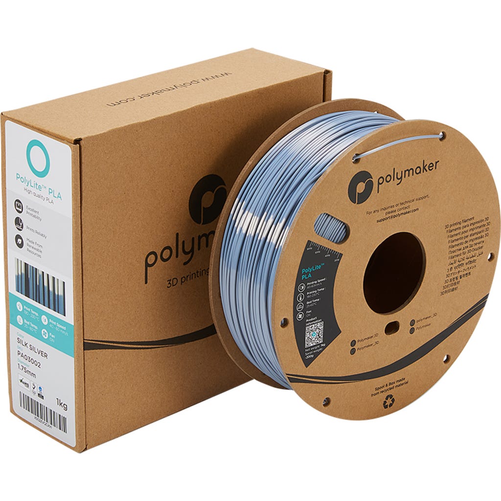 Polymaker PolyLite Silk PLA Silver - 3DJake International