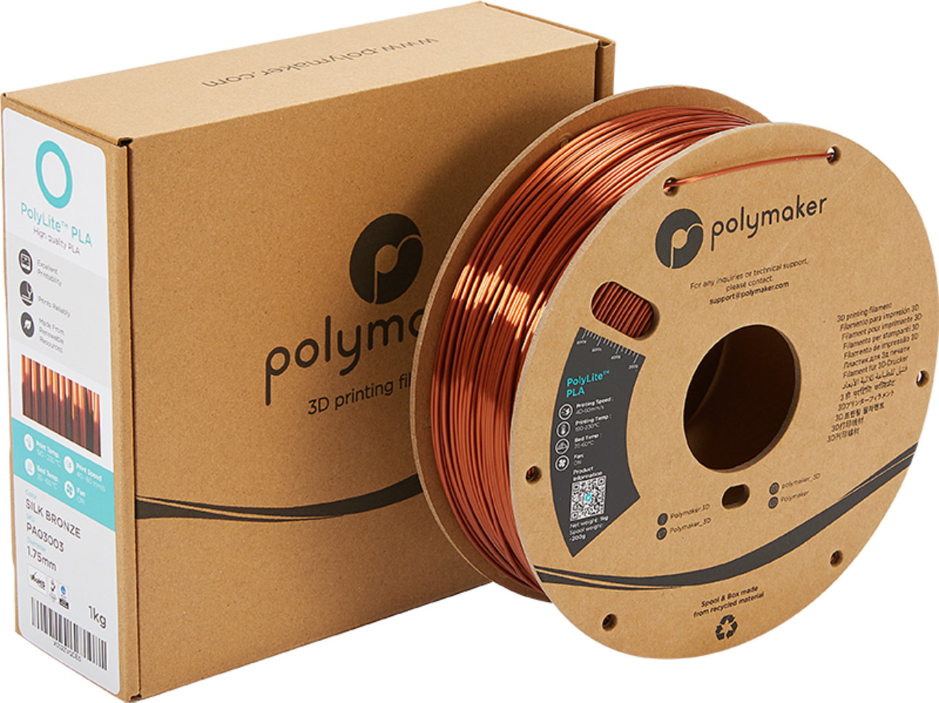 Polymaker PolyLite Silk PLA Bronze - 1.75 mm / 1000 g