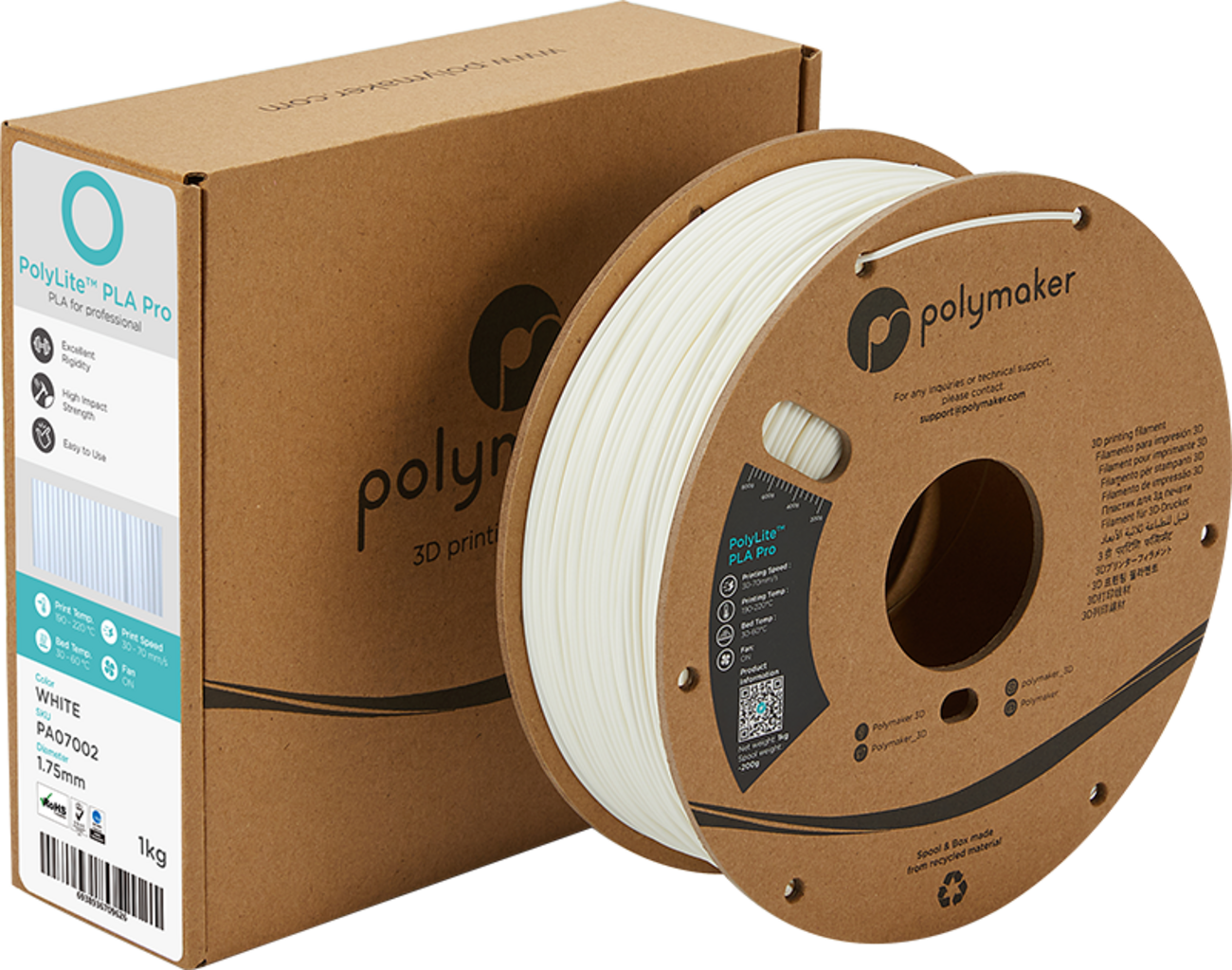 Polymaker PolyLite PLA PRO White - 1,75 mm