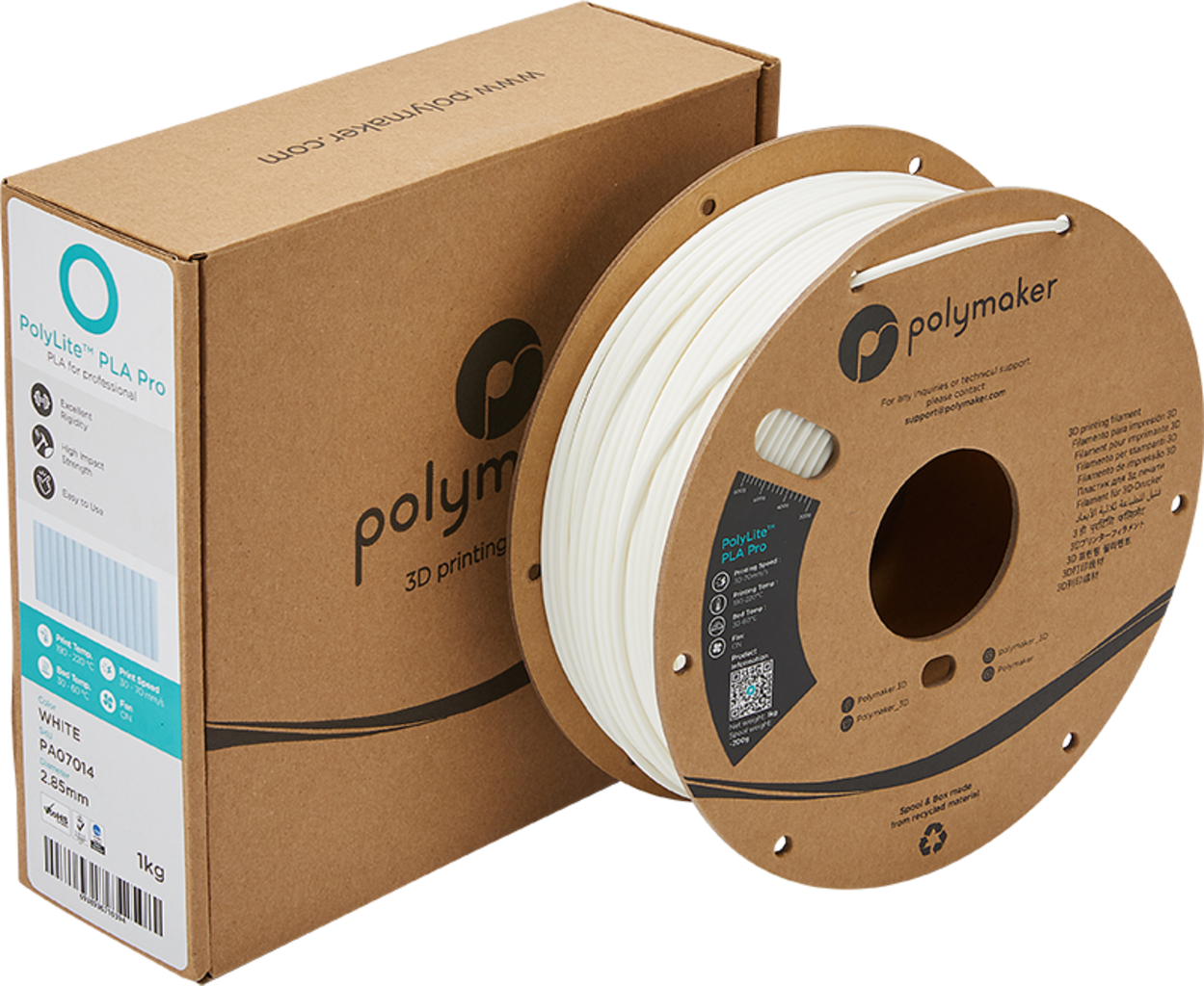 Polymaker PolyLite PLA PRO White - 2,85 mm