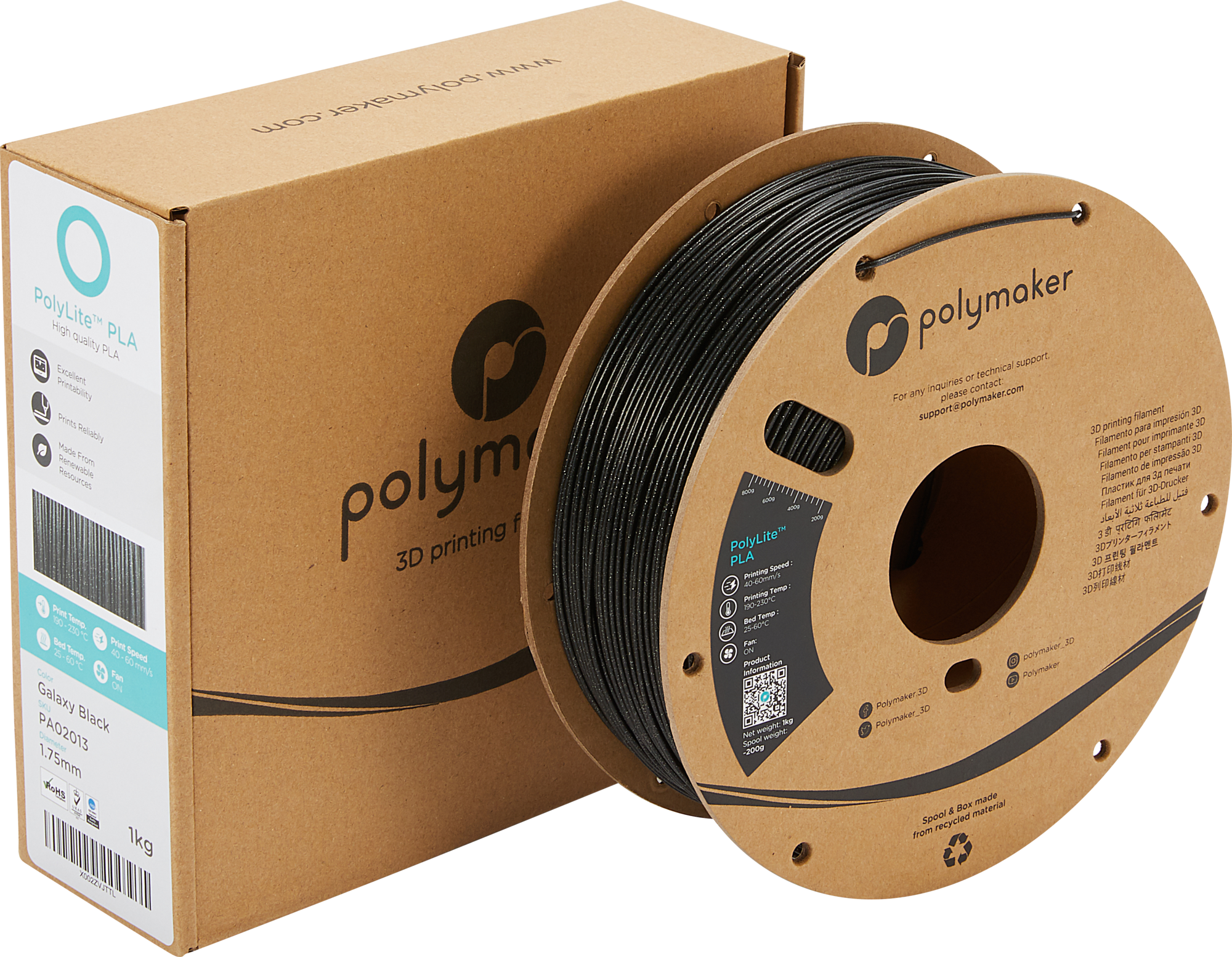 Polymaker PolyLite PLA Galaxy Black