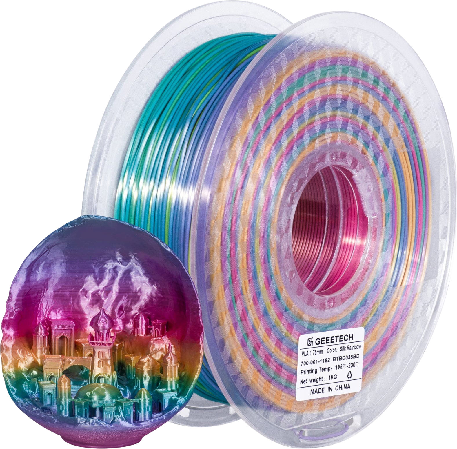 GEEETECH PLA Silk Filament 1kg, Rainbow