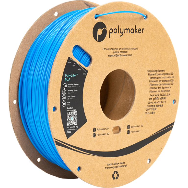 Polymaker PolyLite PLA Azure Blue - 3DJake Italia