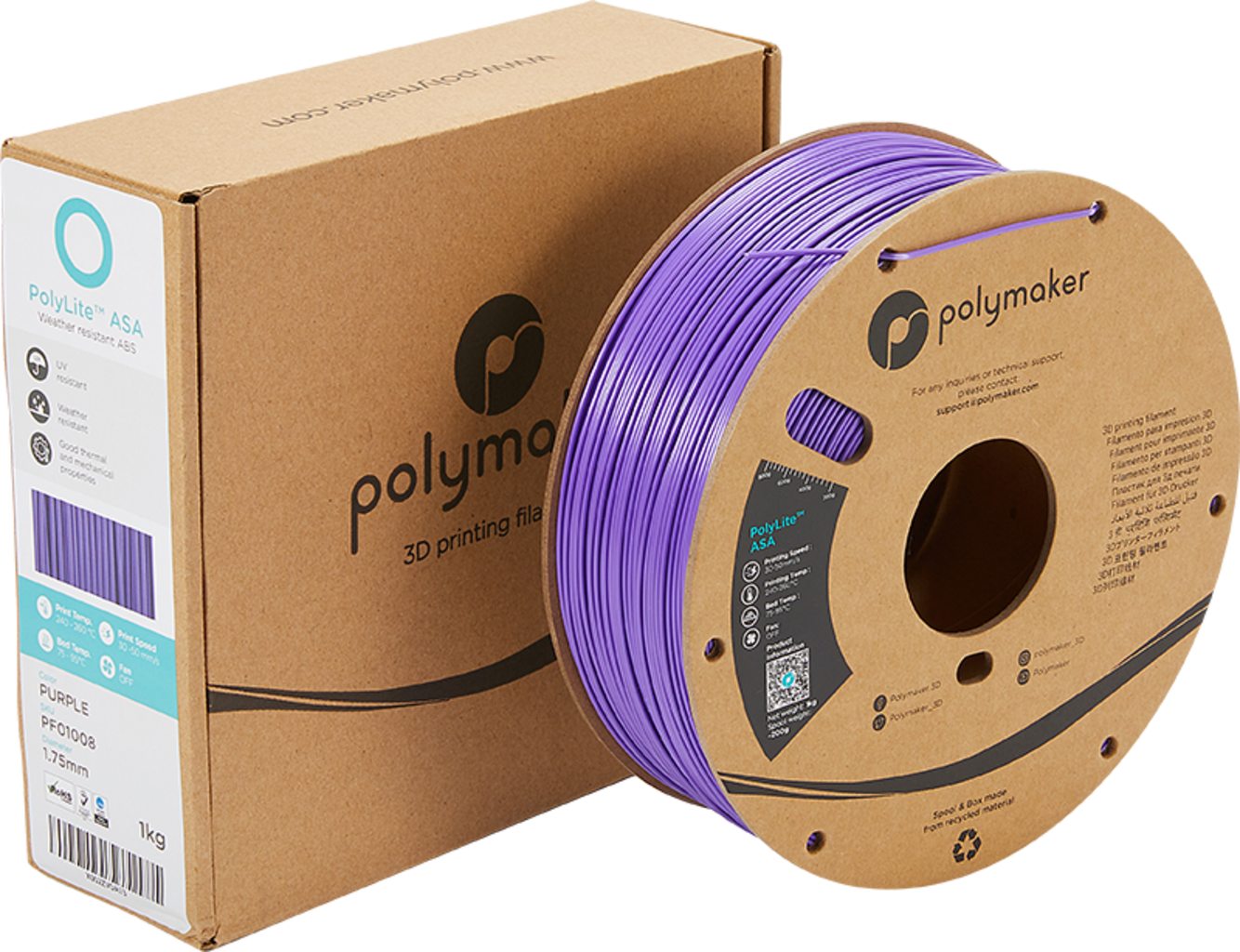 Polymaker PolyLite ASA Purple - 1.75 mm / 1000 g