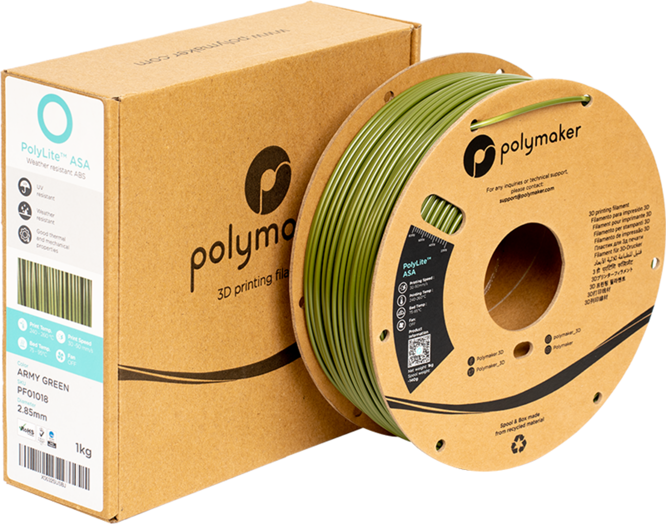 Polymaker PolyLite ASA Army Green - 2,85 mm / 1000 g