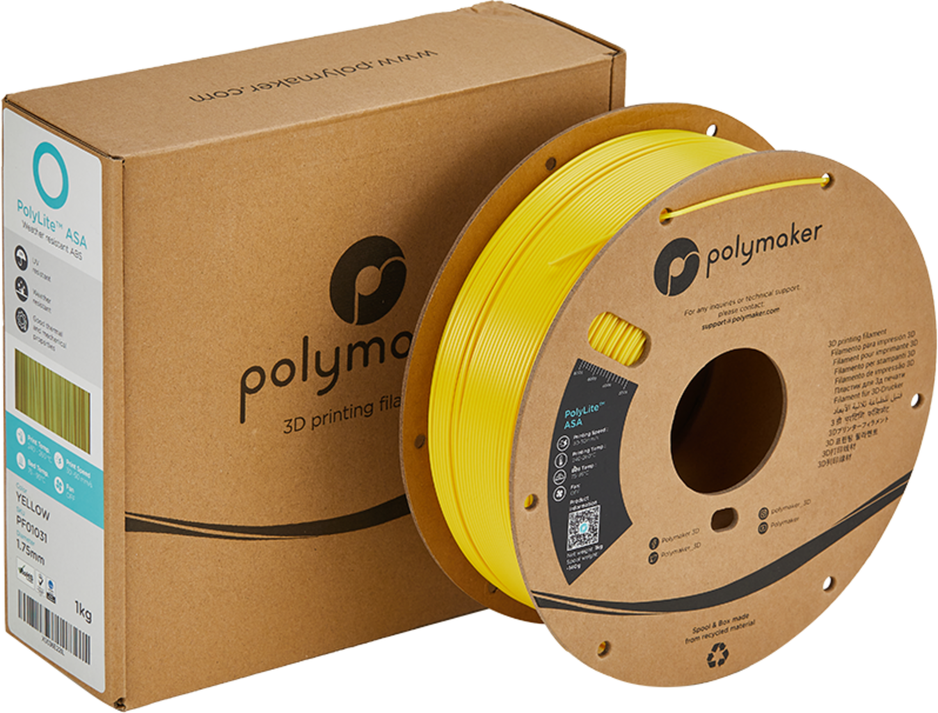 Polymaker PolyLite ASA Yellow - 1.75 mm / 1000 g