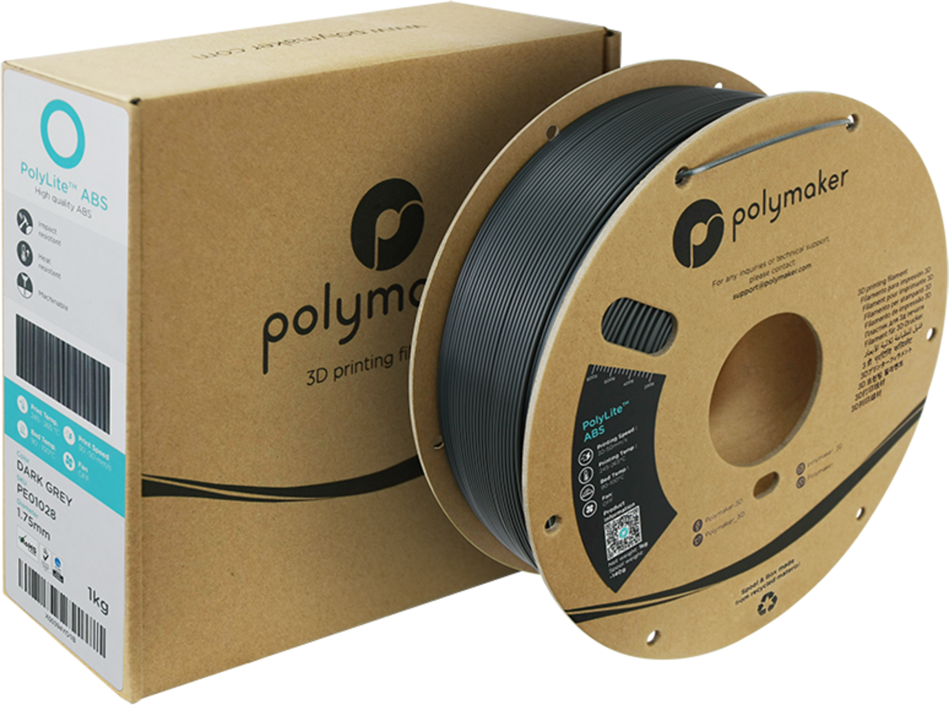 Polymaker PolyLite ABS Dark Grey - 1,75 mm / 1000 g