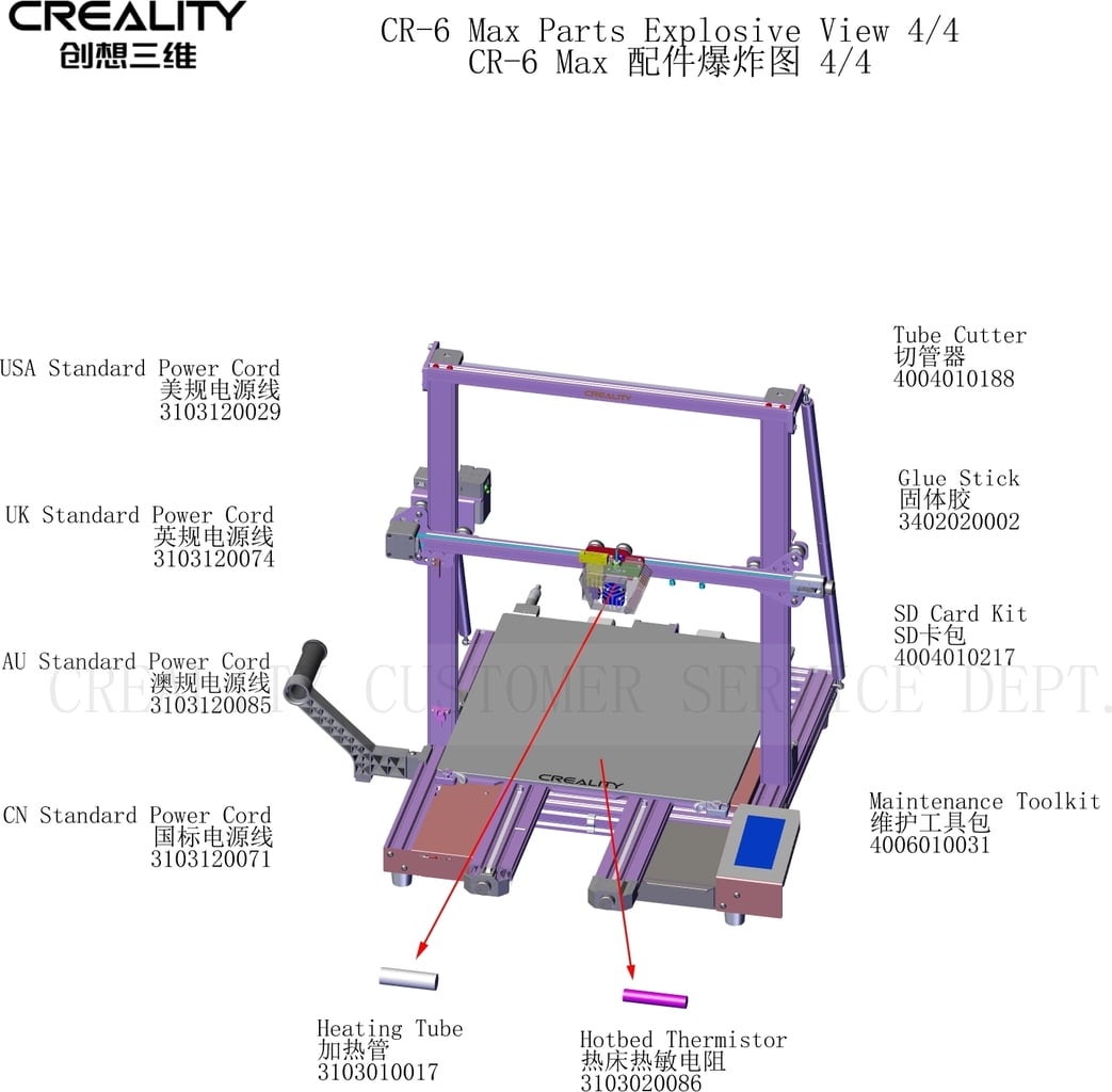 Spare parts for the Creality CR-6 Max