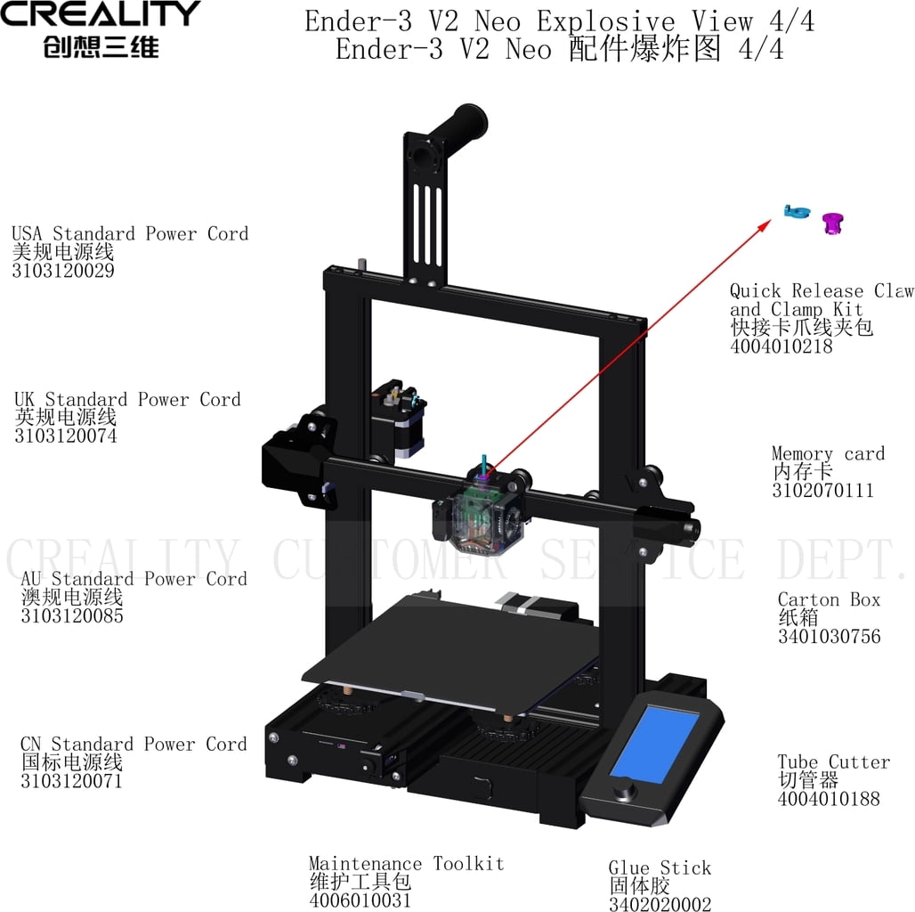 Spare parts for the Creality Ender 3 V2 Neo