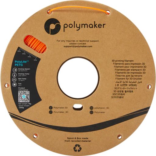 Polymaker PETG de PolyLite Naranja - 1,75 mm