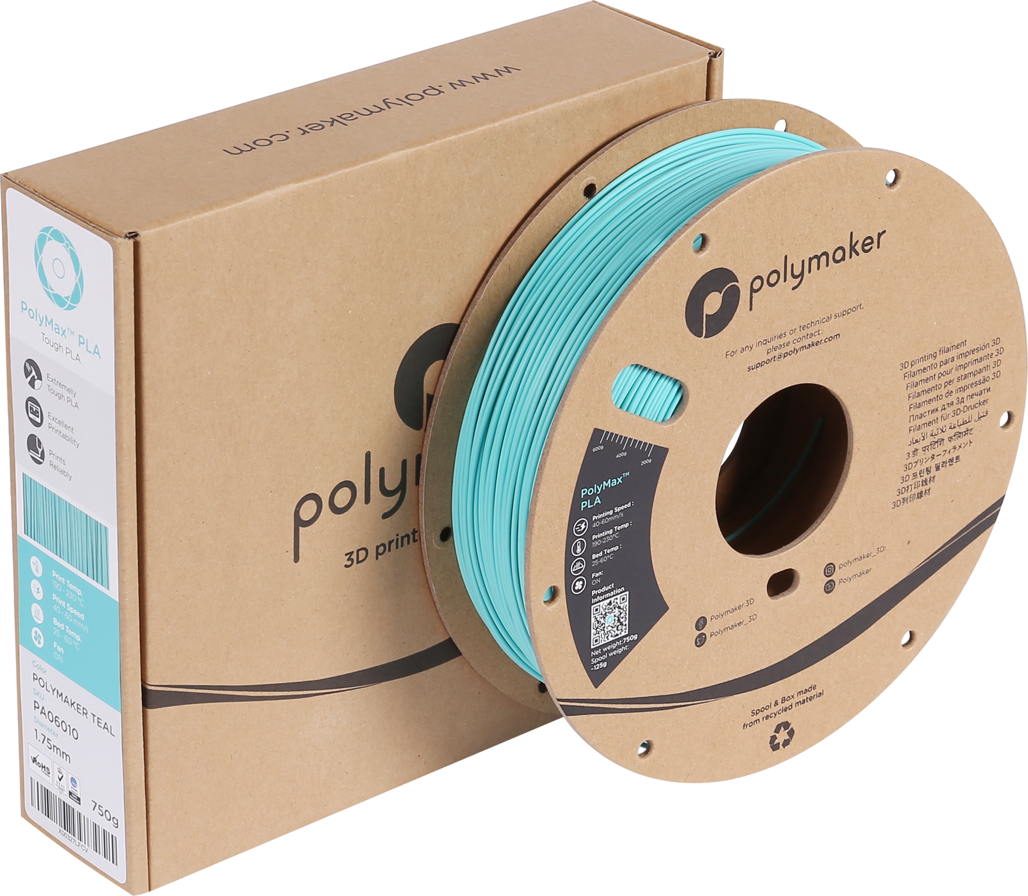 Polymaker PolyMax PLA Turquoise - 1.75mm