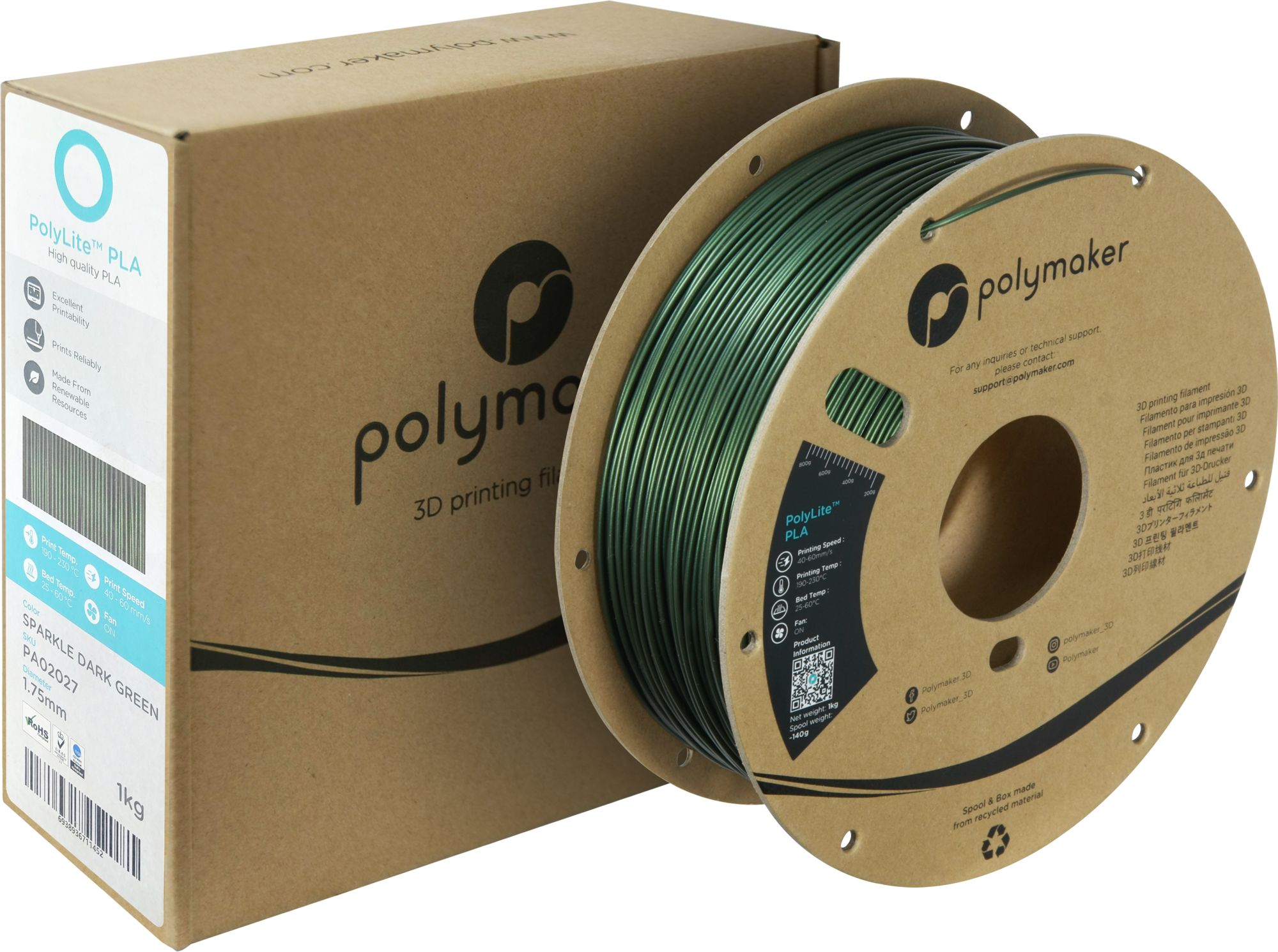 Polymaker PolyLite PLA Sparkle Dark Green