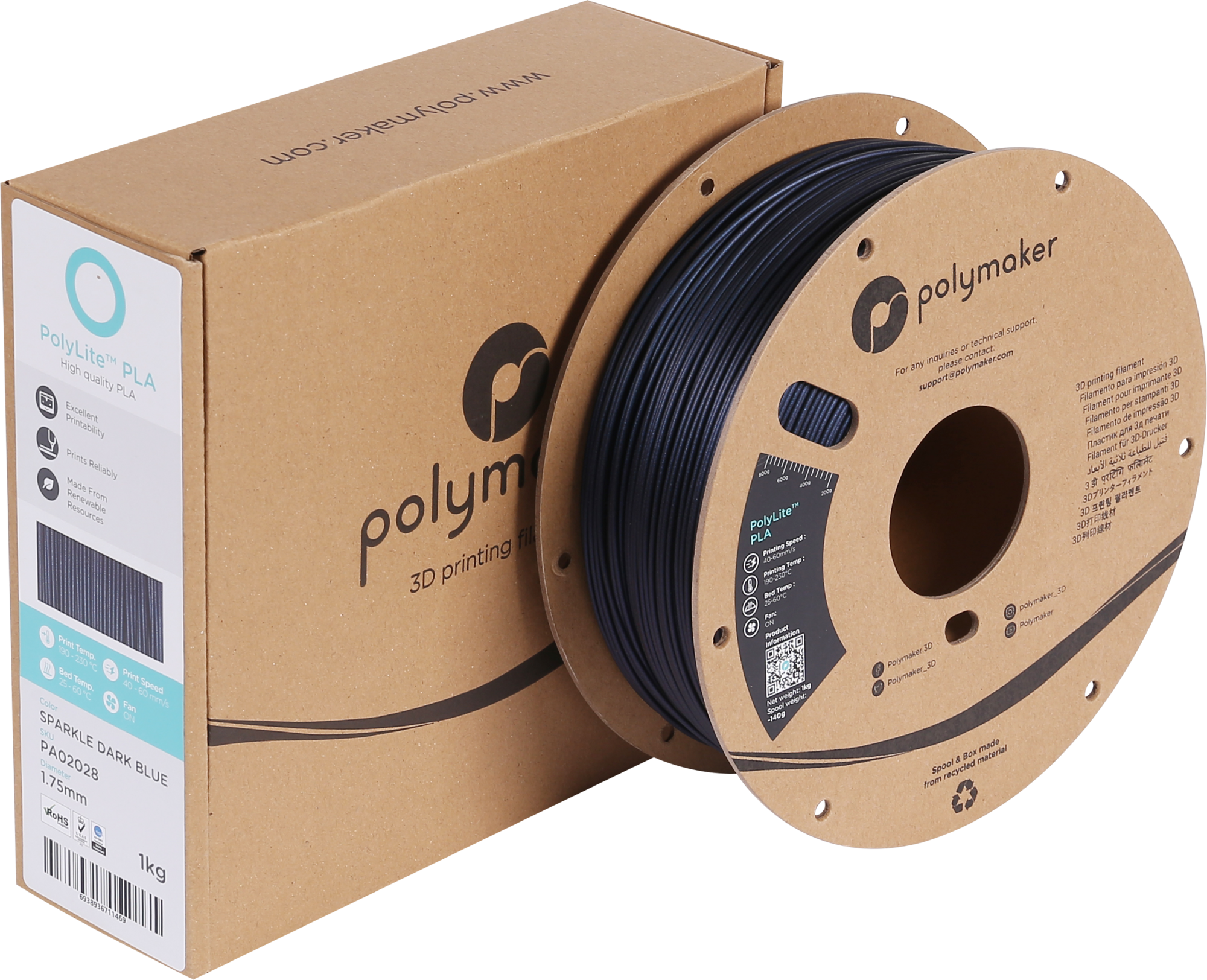 Polymaker PolyLite PLA Sparkle Dark Blue
