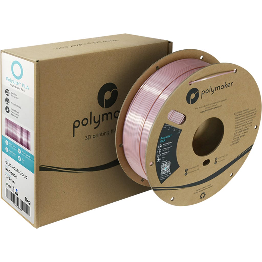 Polymaker PolyLite Silk PLA Rose Gold - 3DJake International