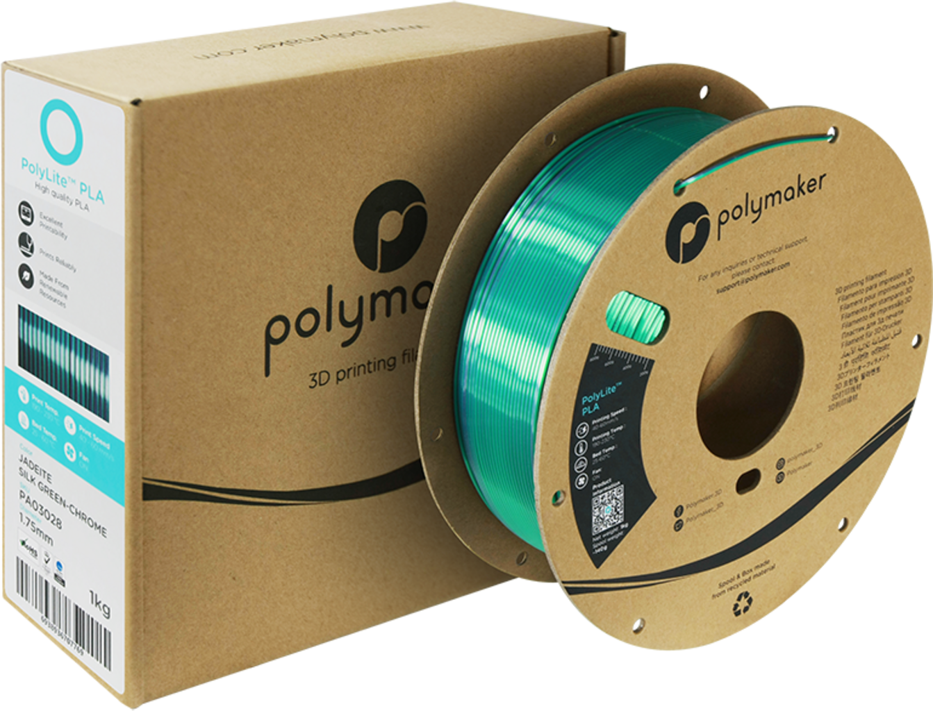 PolyLite Dual Silk PLA Jadeite Green-Chrome - 1.75 mm / 1000 g