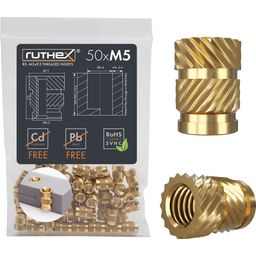 ruthex Threaded Inserts M5 (50 pieces) - M5x9.5