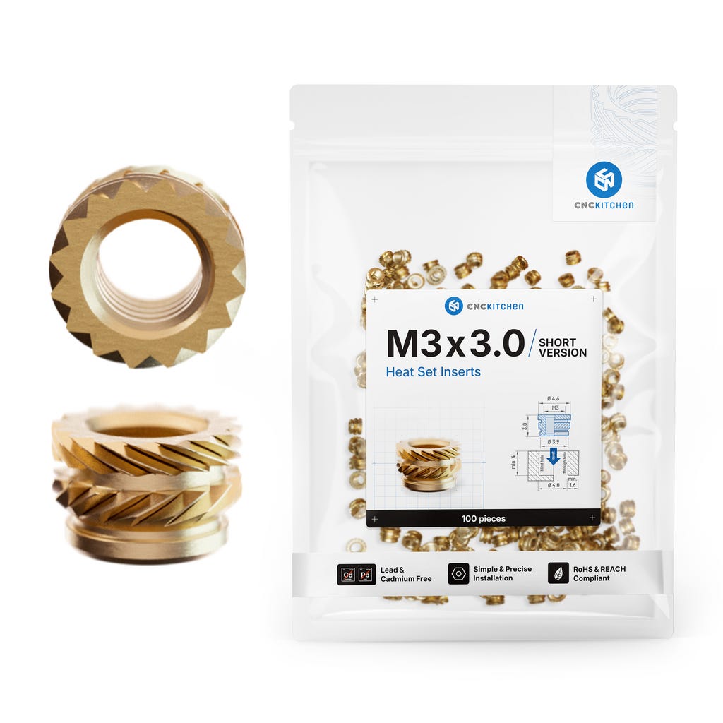 CNC Kitchen Threaded Inserts M3 Short - 3DJake International