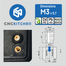 CNC Kitchen Gewindeeinsatz M3 Standard - M3x5,7