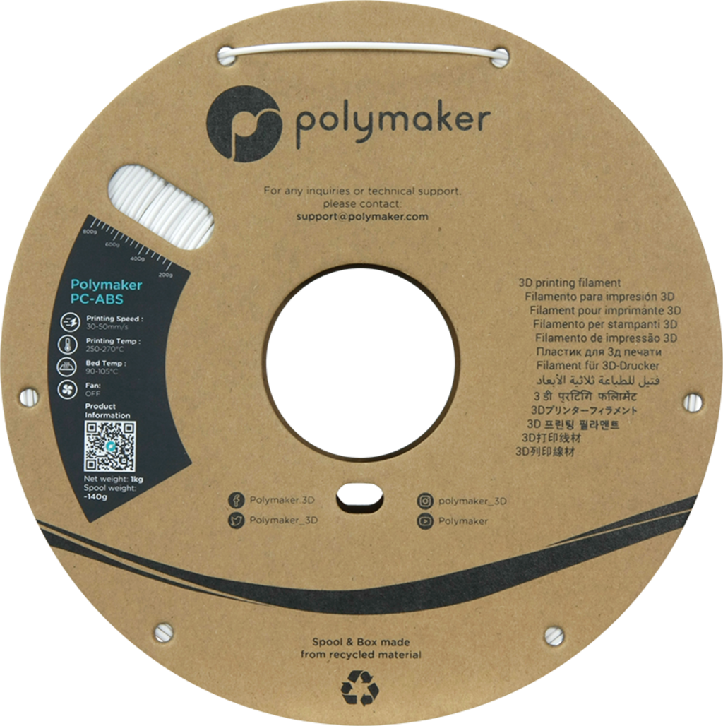 Polymaker PC-ABS Hvit - 1,75 mm