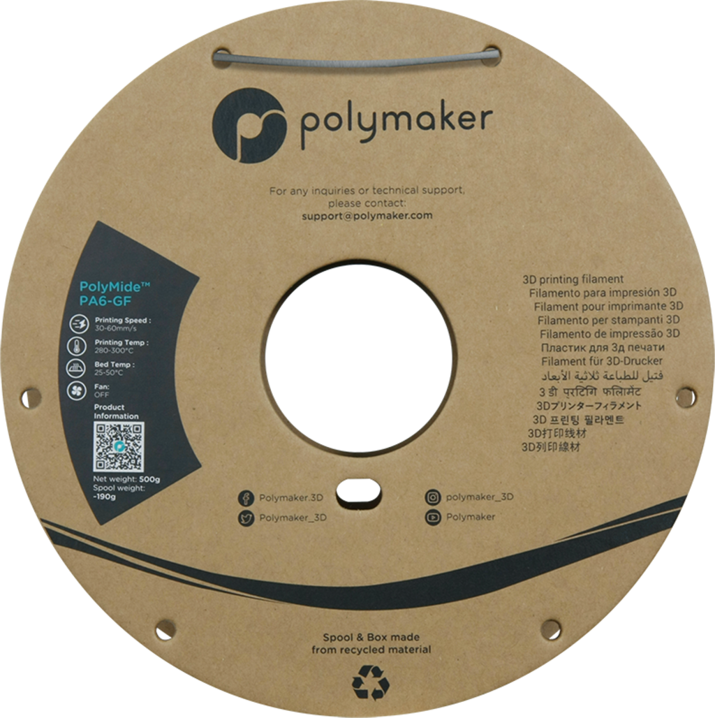 Polymaker PolyMide PA6-GF Grey - 2.85 mm / 500 g