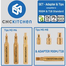 CNC Kitchen Sulatusapuvälineet + 900M & T18-adapteri - 1 setti