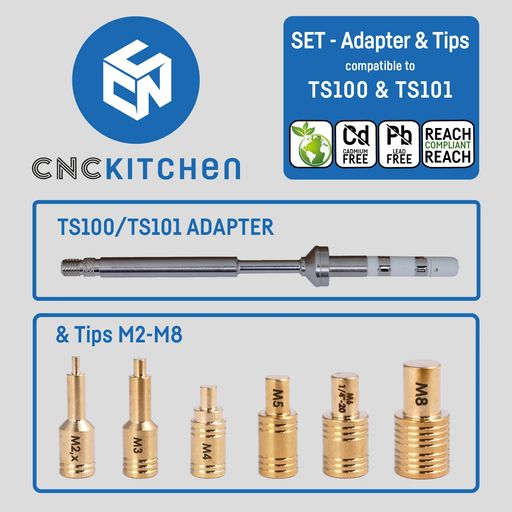 CNC Kitchen Einschmelzhilfen + TS100 Adapter - 1 Set