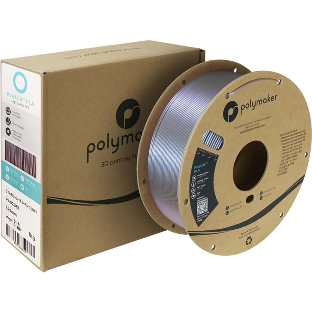 Polymaker PolyLite PLA Starlight Mercury - 3DJake Italia