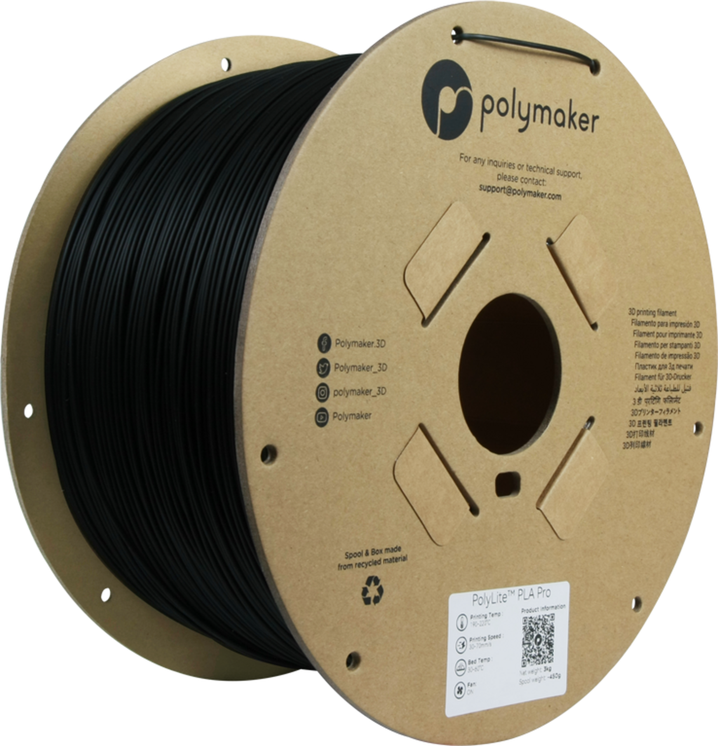 Polymaker PolyLite PLA PRO Filament 3kg, Black