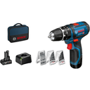 Bosch GSB 12V-15 Cordless Impact Drill - 1 x 2.0Ah, 1 x 4.0Ah incl. accessories