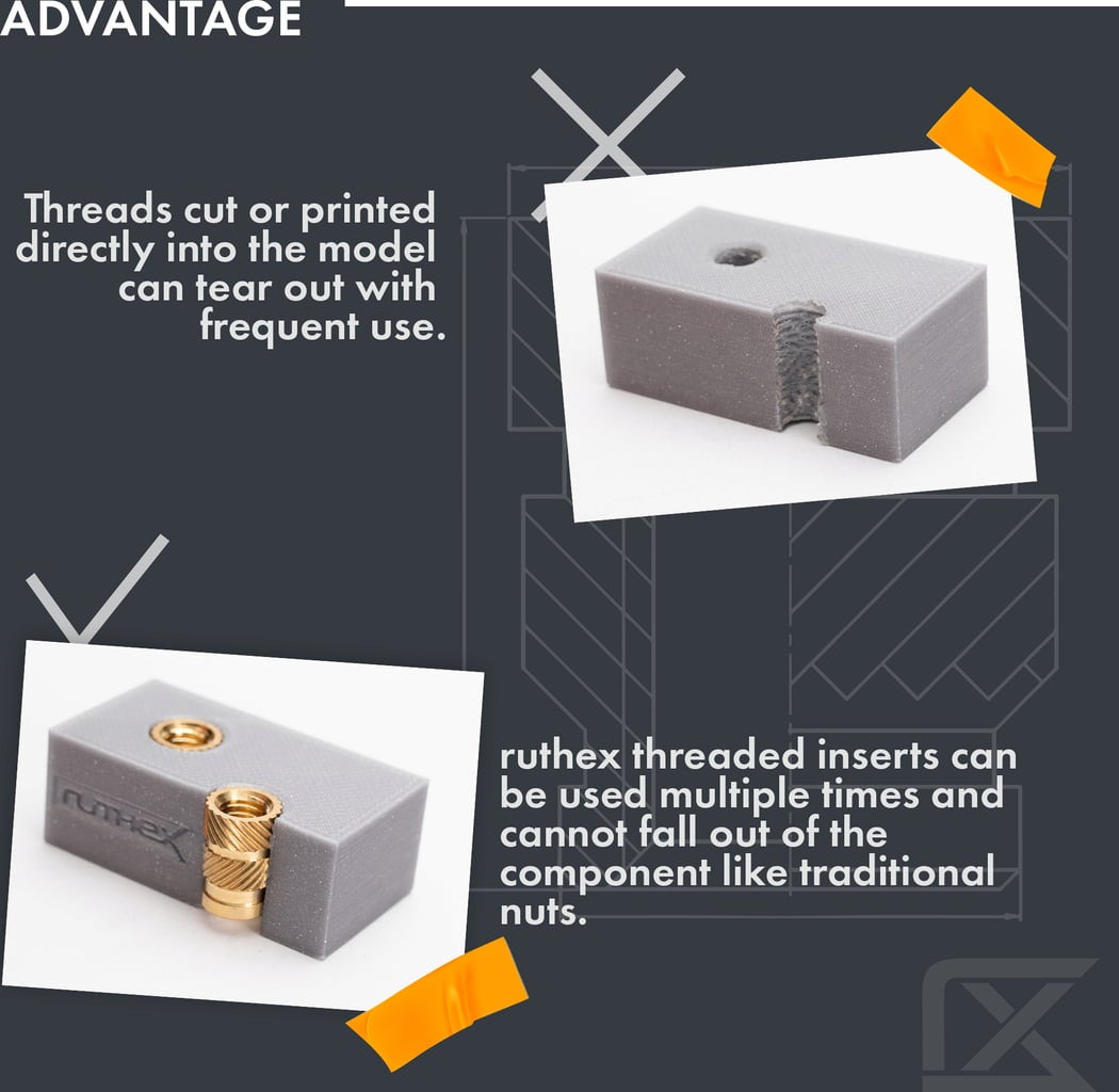 ruthex Threaded Inserts M6S (25 pieces) - M6x6.8