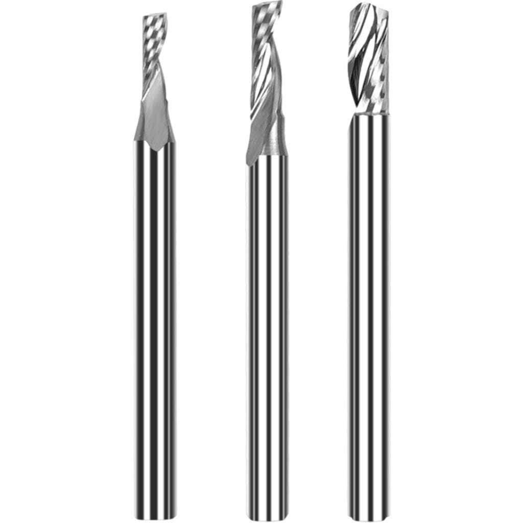 Fraise Bout Maïs 0.2mm Carbure Tungstène Titane - Queue 3.175mm - 2 Pièces CNC PCB Aluminium