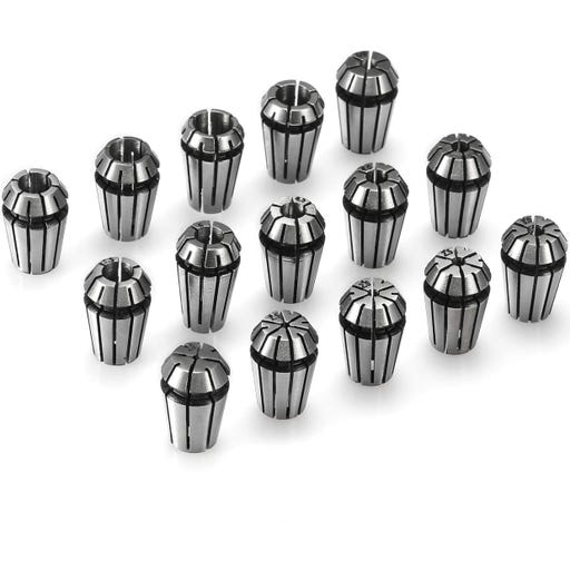 Lot 15 Pinces ER11 (1 Mm à 7 Mm + 1/8 + 1/4) – Collets De Serrage Acier 65Mn Pour Fraiseuse CNC Et Machine Gravure