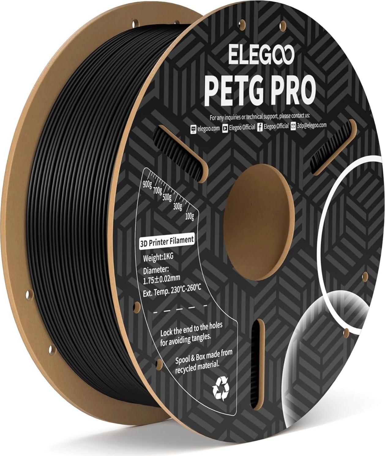 Elegoo PETG PRO Black - 1,75 mm / 1000 g
