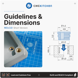 CNC Kitchen Inserto Filettato M3 Corto - M3 x 3.0