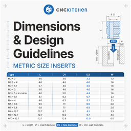 CNC Kitchen Inserts Filetés M3 Court - M3x3.0