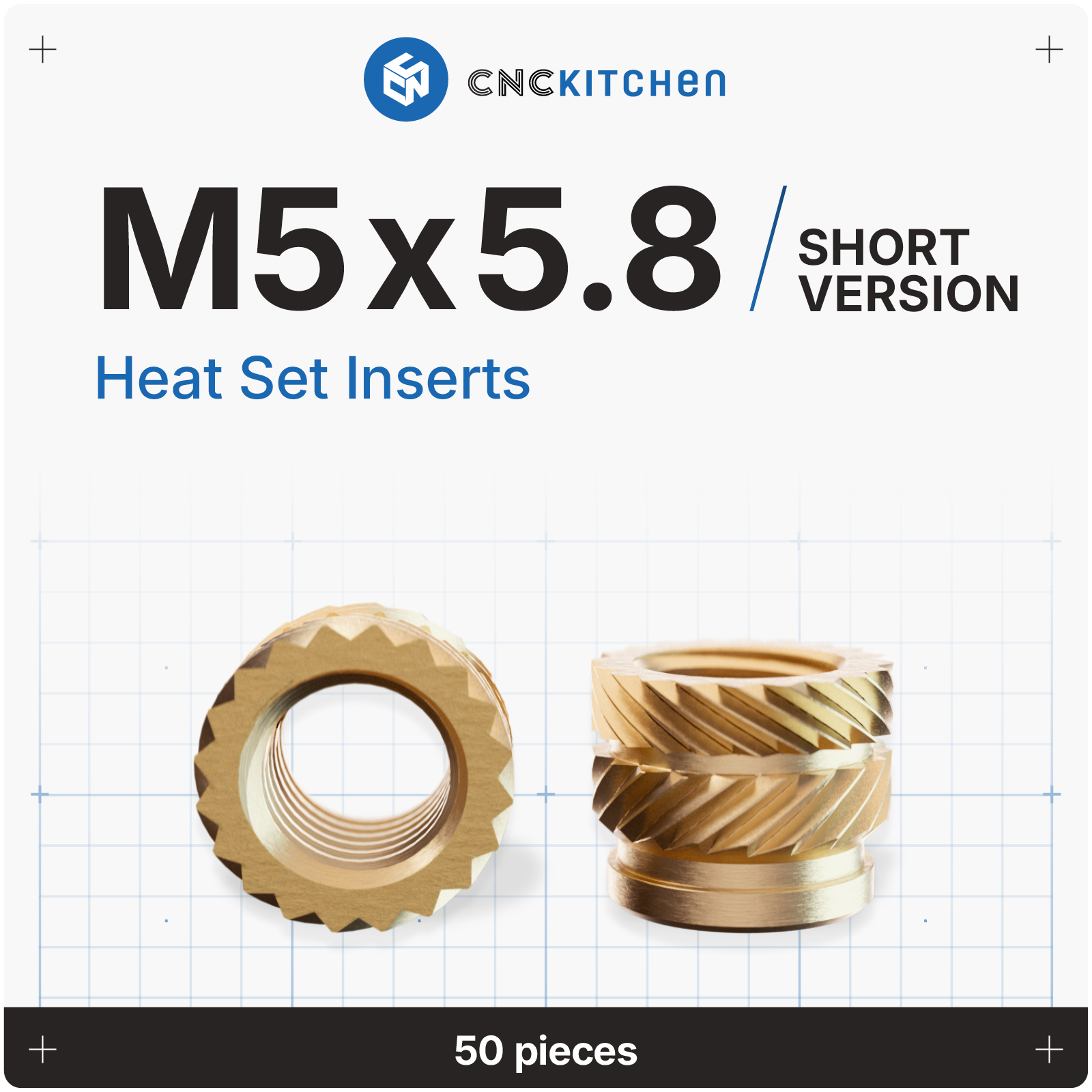 CNC Kitchen Threaded Inserts M5 Short - M5 x 5.8