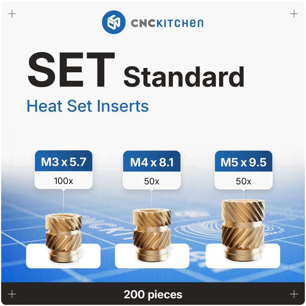 CNC Kitchen Threaded Inserts Set - Standard, 1 set - 3DJake International